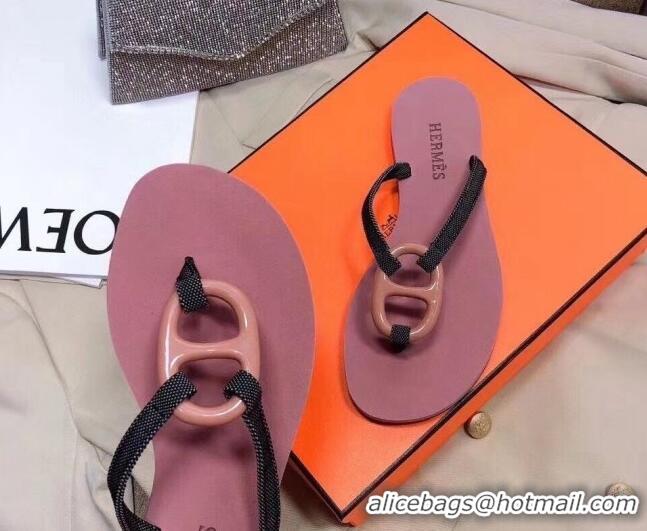 Best Grade Hermes Beach Thong Slide Sandals 021706 Pink