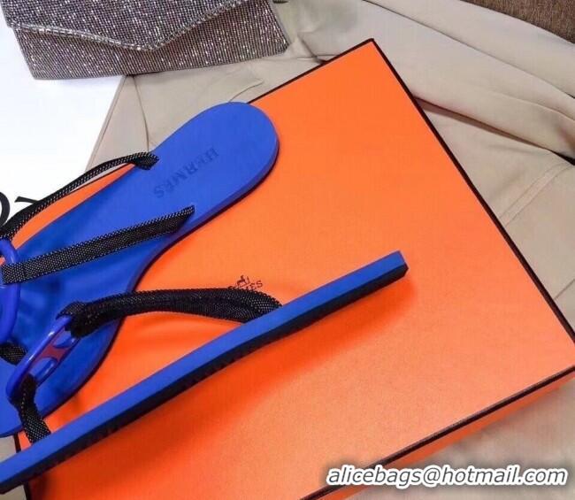 Grade Quality Hermes Beach Thong Slide Sandals 021706 Blue