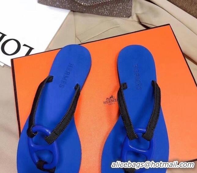 Grade Quality Hermes Beach Thong Slide Sandals 021706 Blue