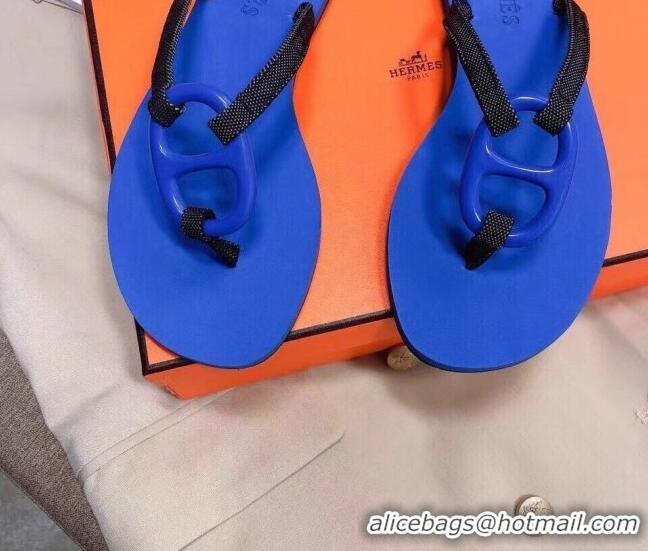 Grade Quality Hermes Beach Thong Slide Sandals 021706 Blue