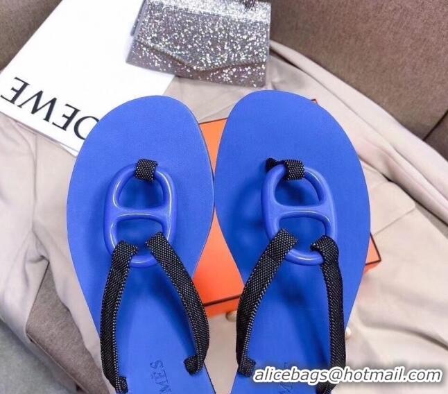 Grade Quality Hermes Beach Thong Slide Sandals 021706 Blue