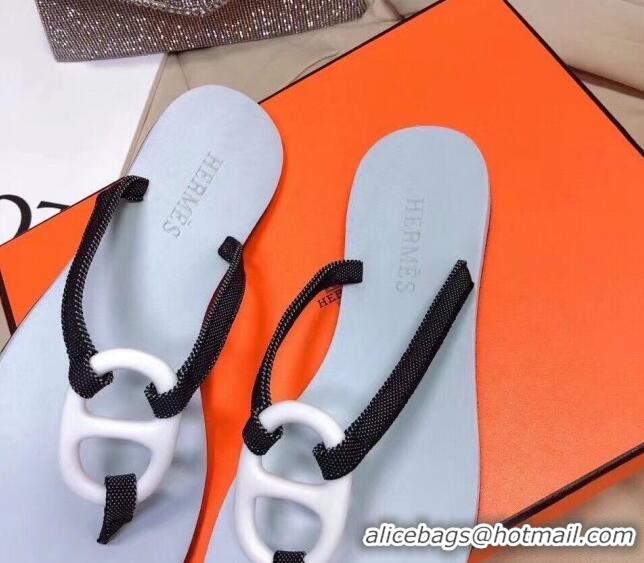 Durable Hermes Beach Thong Slide Sandals 021706  Light Grey