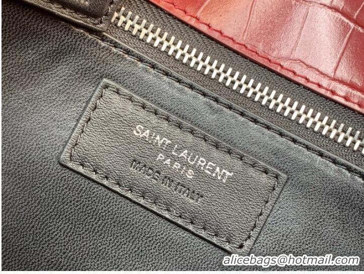 Discount SAINT LAURENT CASSANDRA MEDIUM CHAIN BAG IN CROCODILE EMBOSSED SHINY LEATHER 532750 Burgundy