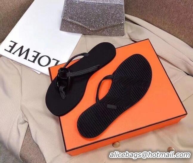 Sophisticated Hermes Beach Thong Slide Sandals 021713 Black