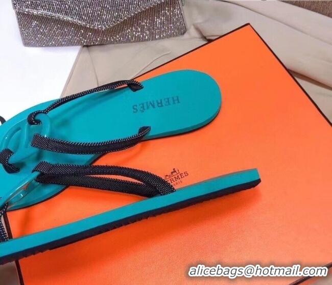 Perfect Hermes Beach Thong Slide Sandals 021713 Blue