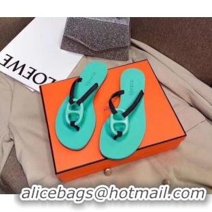 Pretty Style Hermes Beach Thong Slide Sandals 021713 Green