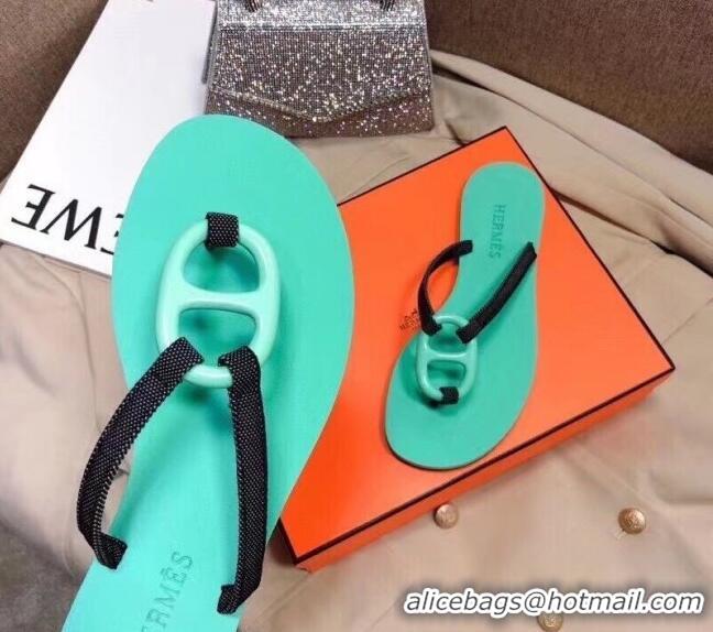 Pretty Style Hermes Beach Thong Slide Sandals 021713 Green