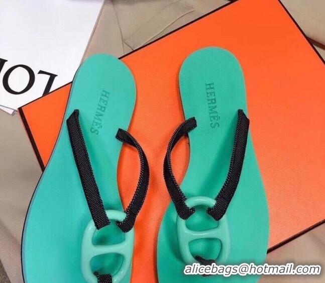 Pretty Style Hermes Beach Thong Slide Sandals 021713 Green