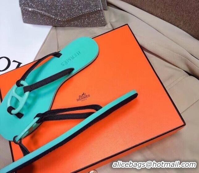 Pretty Style Hermes Beach Thong Slide Sandals 021713 Green