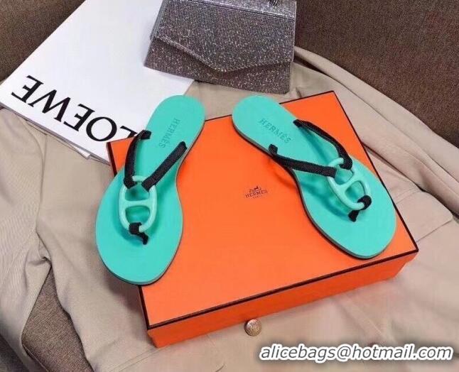 Pretty Style Hermes Beach Thong Slide Sandals 021713 Green