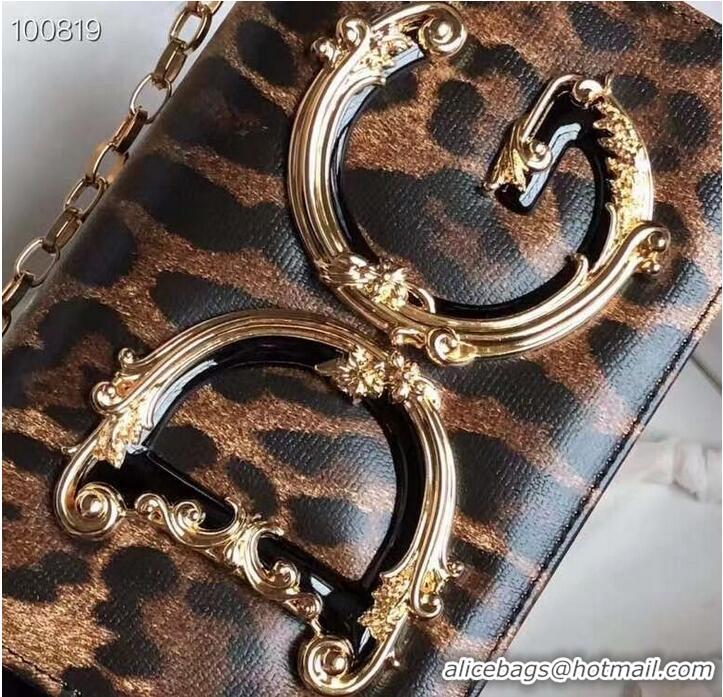 Unique Grade Dolce & Gabbana Origianl Leopard Print Leather Shoulder Bag 4006-1 brown