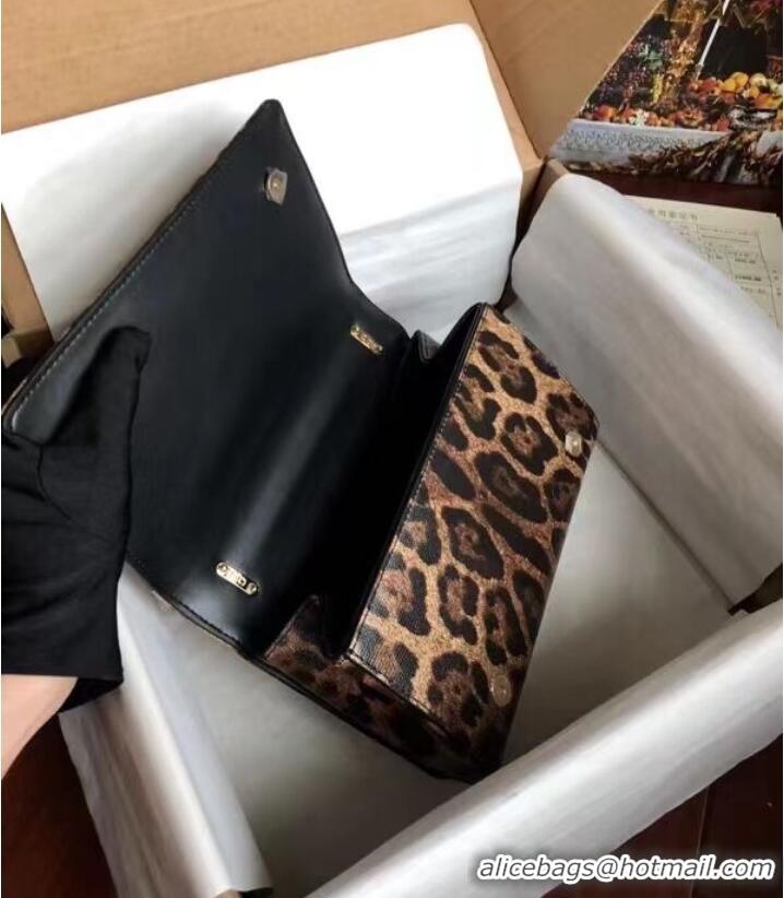 Unique Grade Dolce & Gabbana Origianl Leopard Print Leather Shoulder Bag 4006-1 brown