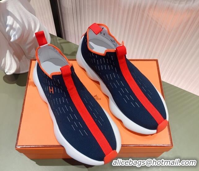 Unique Style Hermes Eclair Knit High top Sneakers 021939 Blue