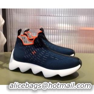 Best Price Hermes Eclair Knit High top Sneakers 021941 Blue