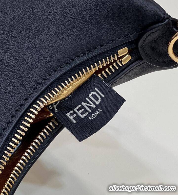 Top Grade Fendi Praphy Original Leather Big FENDI Logo Mini Bag 80056S Black