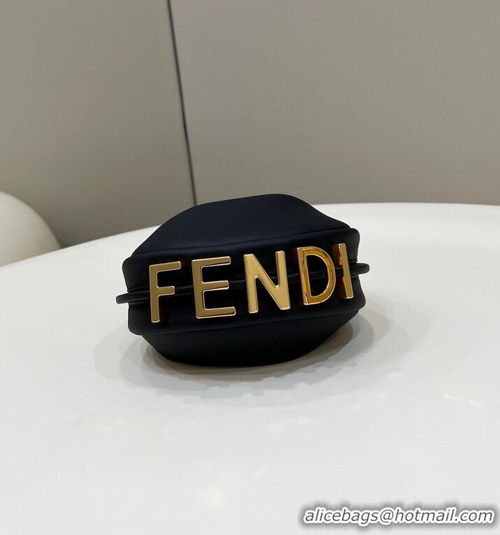 Top Grade Fendi Praphy Original Leather Big FENDI Logo Mini Bag 80056S Black