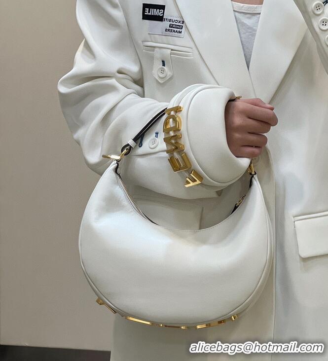 Top Grade Fendi Praphy Original Leather Big Logo Bag 80056M White