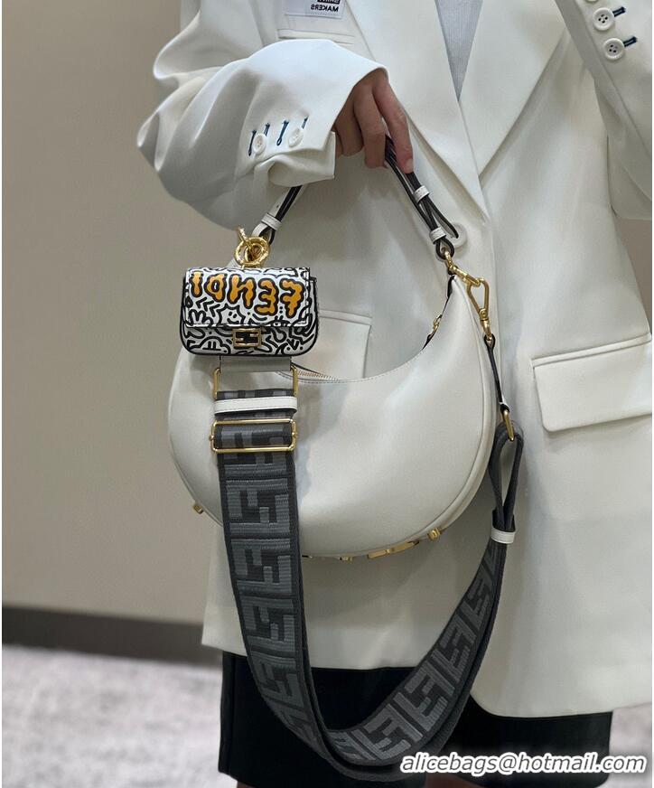 Top Grade Fendi Praphy Original Leather Big Logo Bag 80056M White