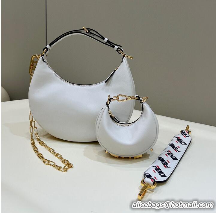 Top Grade Fendi Praphy Original Leather Big Logo Bag 80056M White