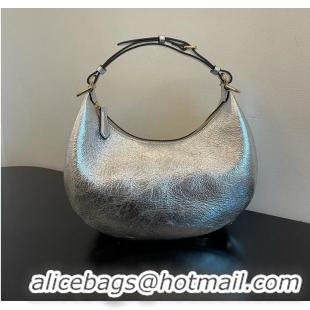 Top Grade Fendi Praphy Original Leather Big Logo Bag 80056M Silver