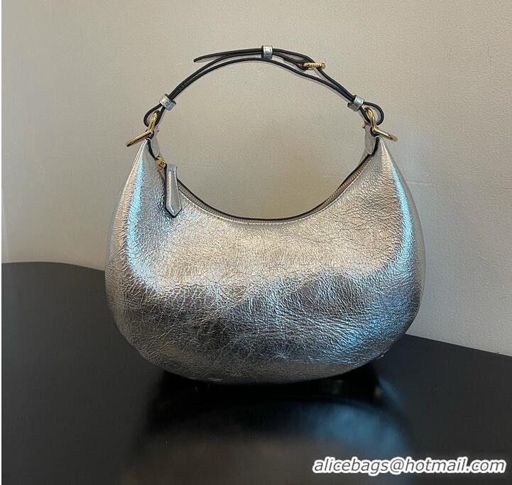 Top Grade Fendi Praphy Original Leather Big Logo Bag 80056M Silver