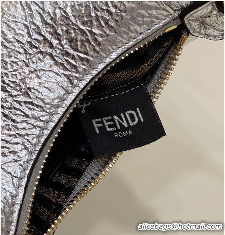 Luxury Classic Fendi Praphy Original Leather Big FENDI Logo Mini Bag 80056S Silver