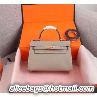 Best Price Hermes Kelly 20cm Tote Bag Original Epsom Leather KL20 Gray Gold