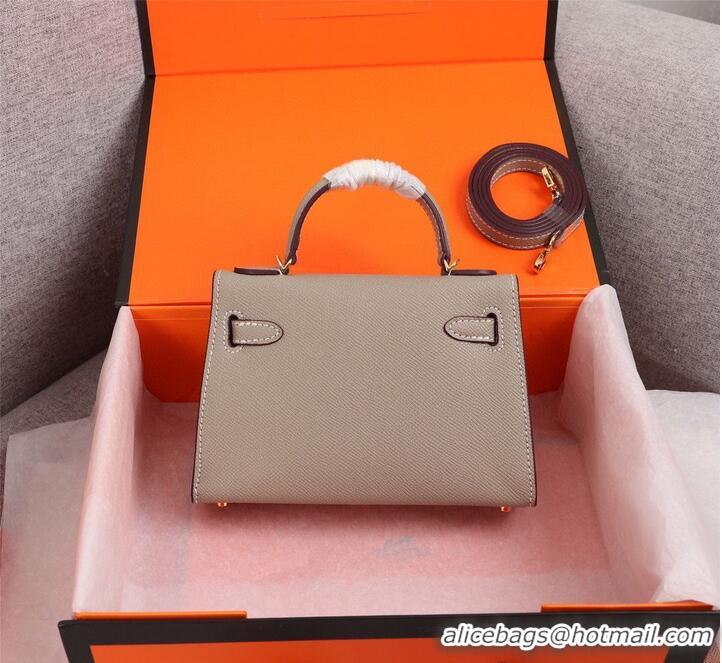 Best Price Hermes Kelly 20cm Tote Bag Original Epsom Leather KL20 Gray Gold