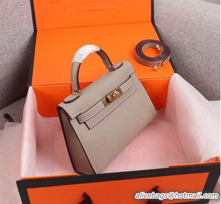 Best Price Hermes Kelly 20cm Tote Bag Original Epsom Leather KL20 Gray Gold