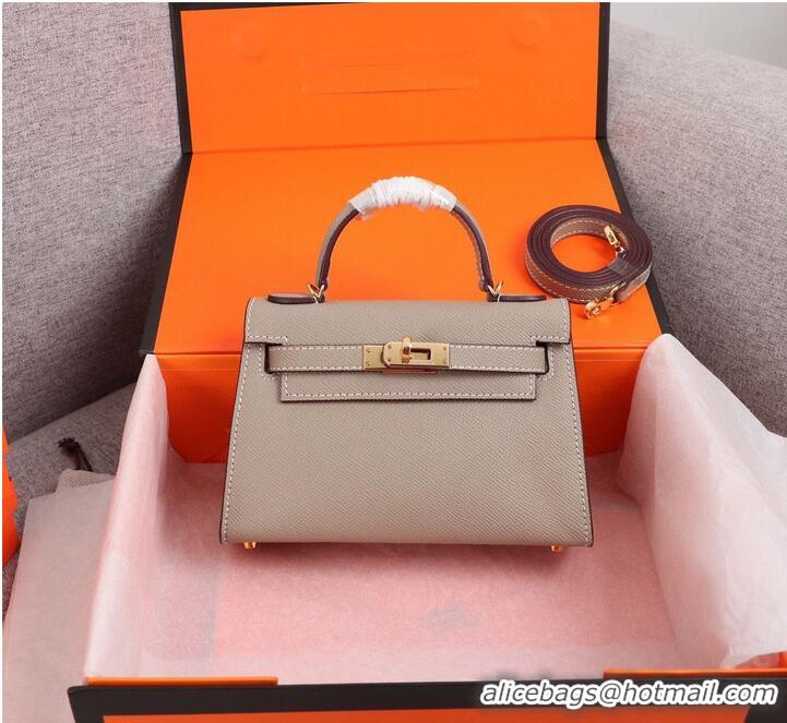 Best Price Hermes Kelly 20cm Tote Bag Original Epsom Leather KL20 Gray Gold