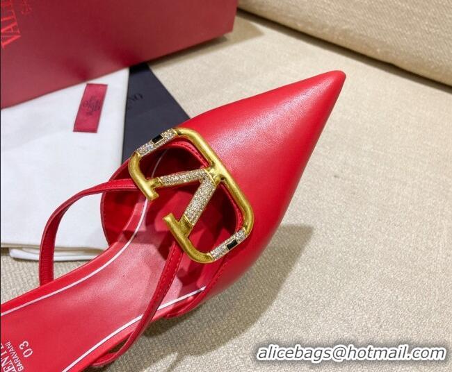 Best Product Valentino VLogo Lambskin Heel Mules 021660 Red