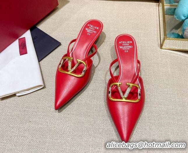 Best Product Valentino VLogo Lambskin Heel Mules 021660 Red