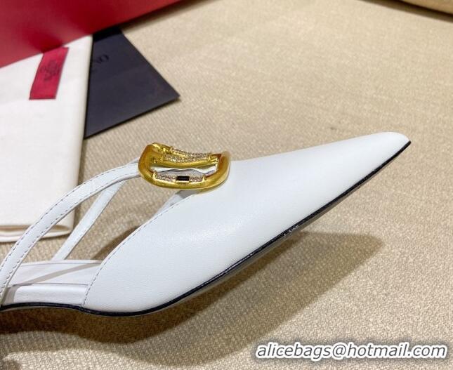 Stylish Valentino VLogo Lambskin Heel Mules 021660 White