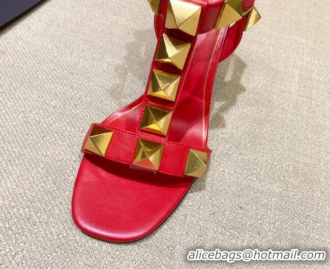 Perfect Valentino Roman Stud Calfskin Sandals 9cm 021664 Red