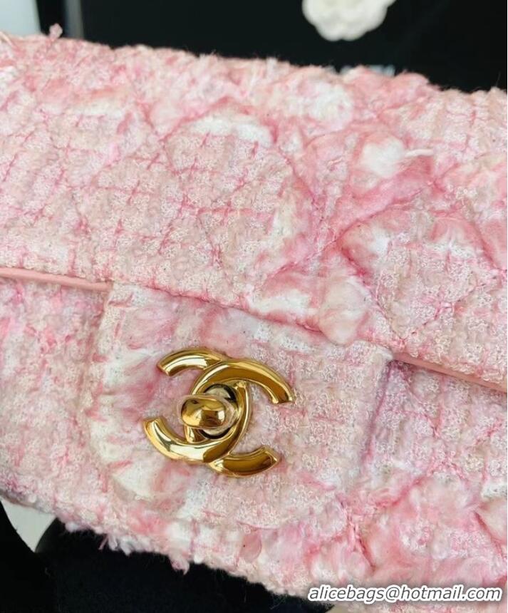 Top Quality CHANEL Tweed Braided Calfskin & Gold-Tone Metal 1116 pink