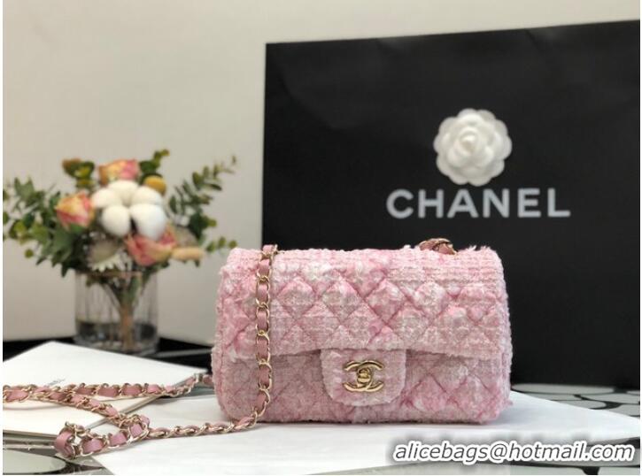 Top Quality CHANEL Tweed Braided Calfskin & Gold-Tone Metal 1116 pink