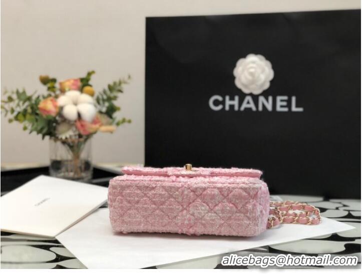 Top Quality CHANEL Tweed Braided Calfskin & Gold-Tone Metal 1116 pink