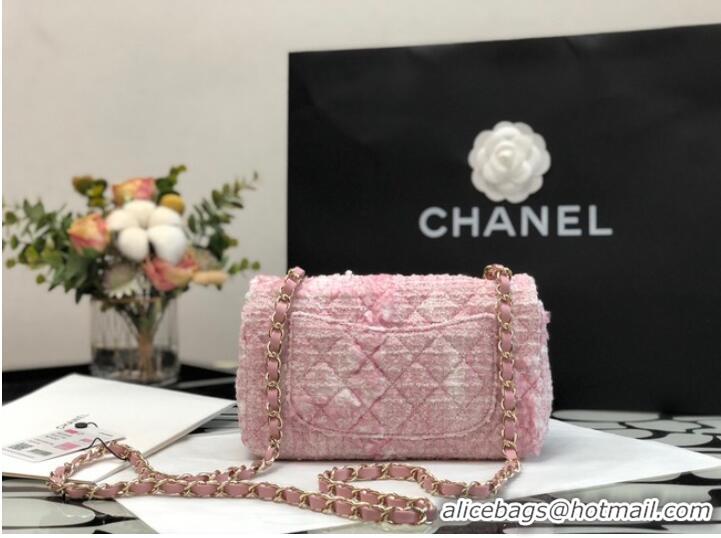 Top Quality CHANEL Tweed Braided Calfskin & Gold-Tone Metal 1116 pink