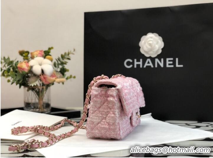 Top Quality CHANEL Tweed Braided Calfskin & Gold-Tone Metal 1116 pink