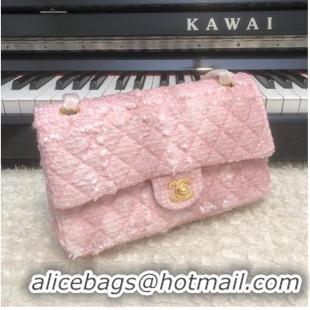 Top Quality CHANEL Tweed Braided Calfskin & Gold-Tone Metal 1112 pink