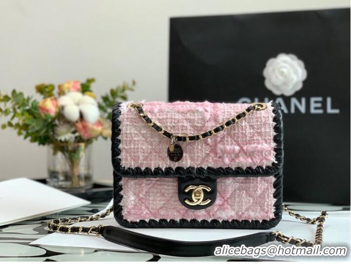 Well Crafted CHANEL Tweed Braided Calfskin & Gold-Tone Metal AS6075 pink