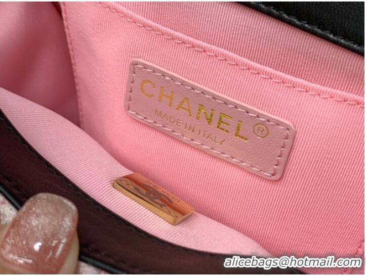 Well Crafted CHANEL Tweed Braided Calfskin & Gold-Tone Metal AS6075 pink