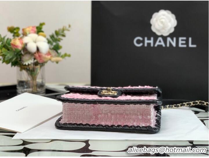 Well Crafted CHANEL Tweed Braided Calfskin & Gold-Tone Metal AS6075 pink