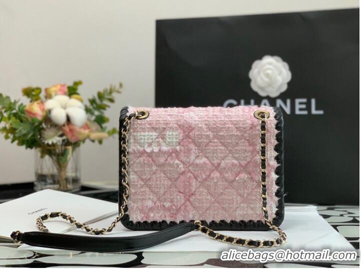 Well Crafted CHANEL Tweed Braided Calfskin & Gold-Tone Metal AS6075 pink