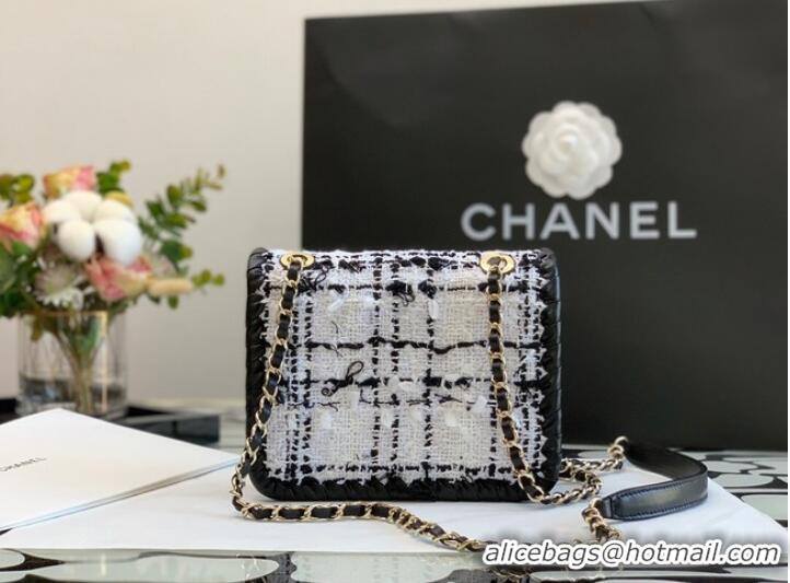 Buy Fashionable CHANEL Tweed Braided Calfskin & Gold-Tone Metal AS6075 black