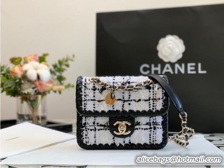 Buy Fashionable CHANEL Tweed Braided Calfskin & Gold-Tone Metal AS6075 black