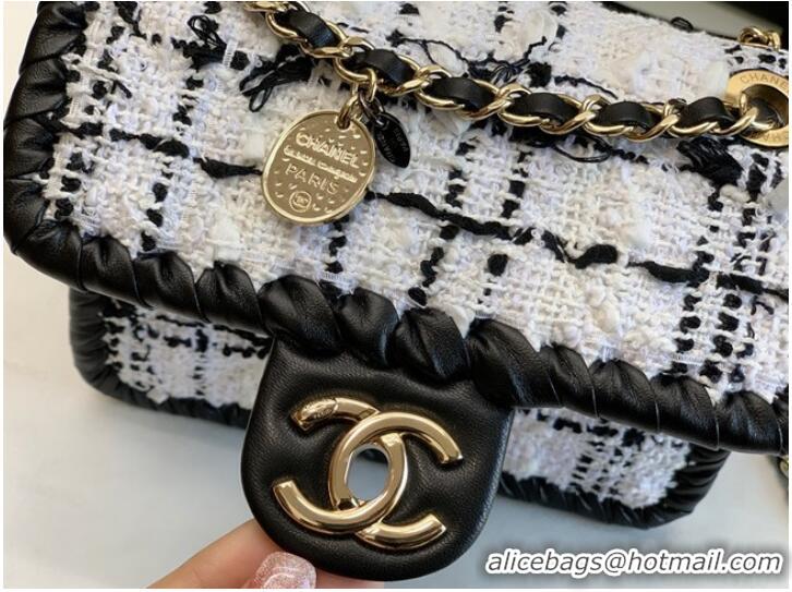 Buy Fashionable CHANEL Tweed Braided Calfskin & Gold-Tone Metal AS6075 black