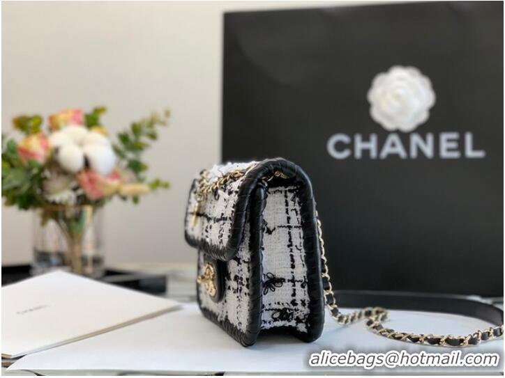 Buy Fashionable CHANEL Tweed Braided Calfskin & Gold-Tone Metal AS6075 black