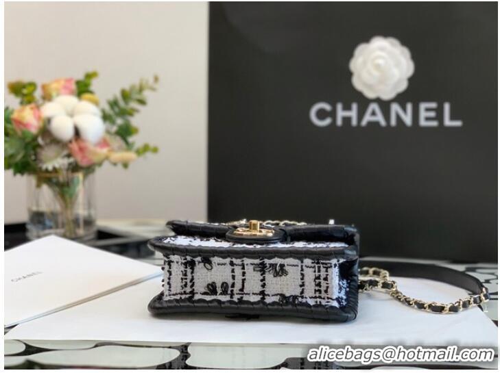 Buy Fashionable CHANEL Tweed Braided Calfskin & Gold-Tone Metal AS6075 black