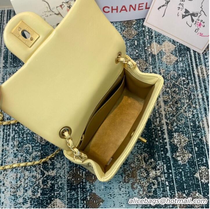 Inexpensive Chanel MINI Flap Bag Original Sheepskin Leather 1115 light yellow